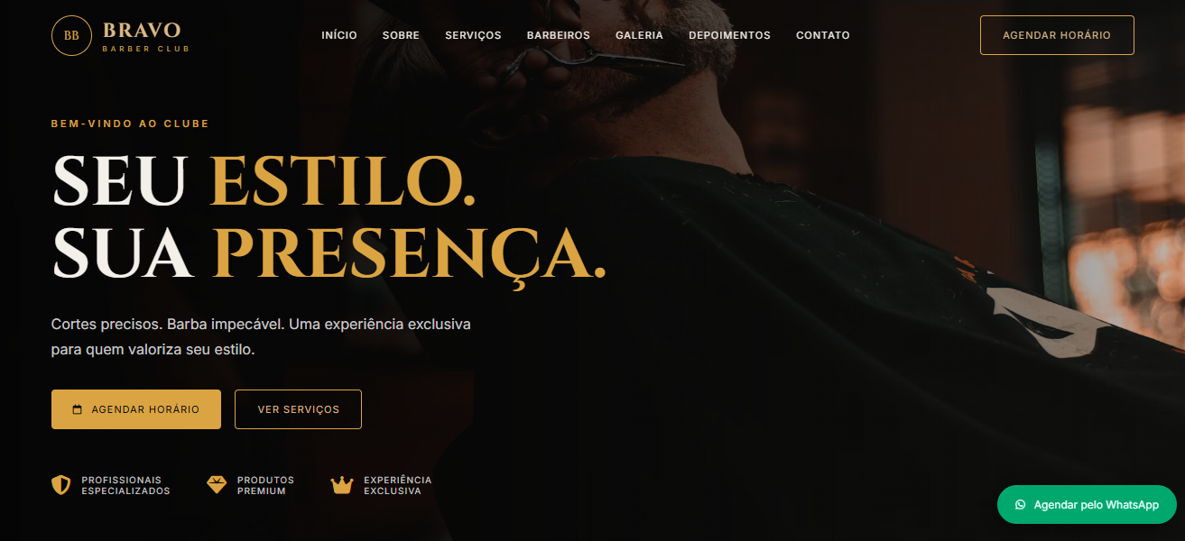 Preview do projeto Bravo Barber Club